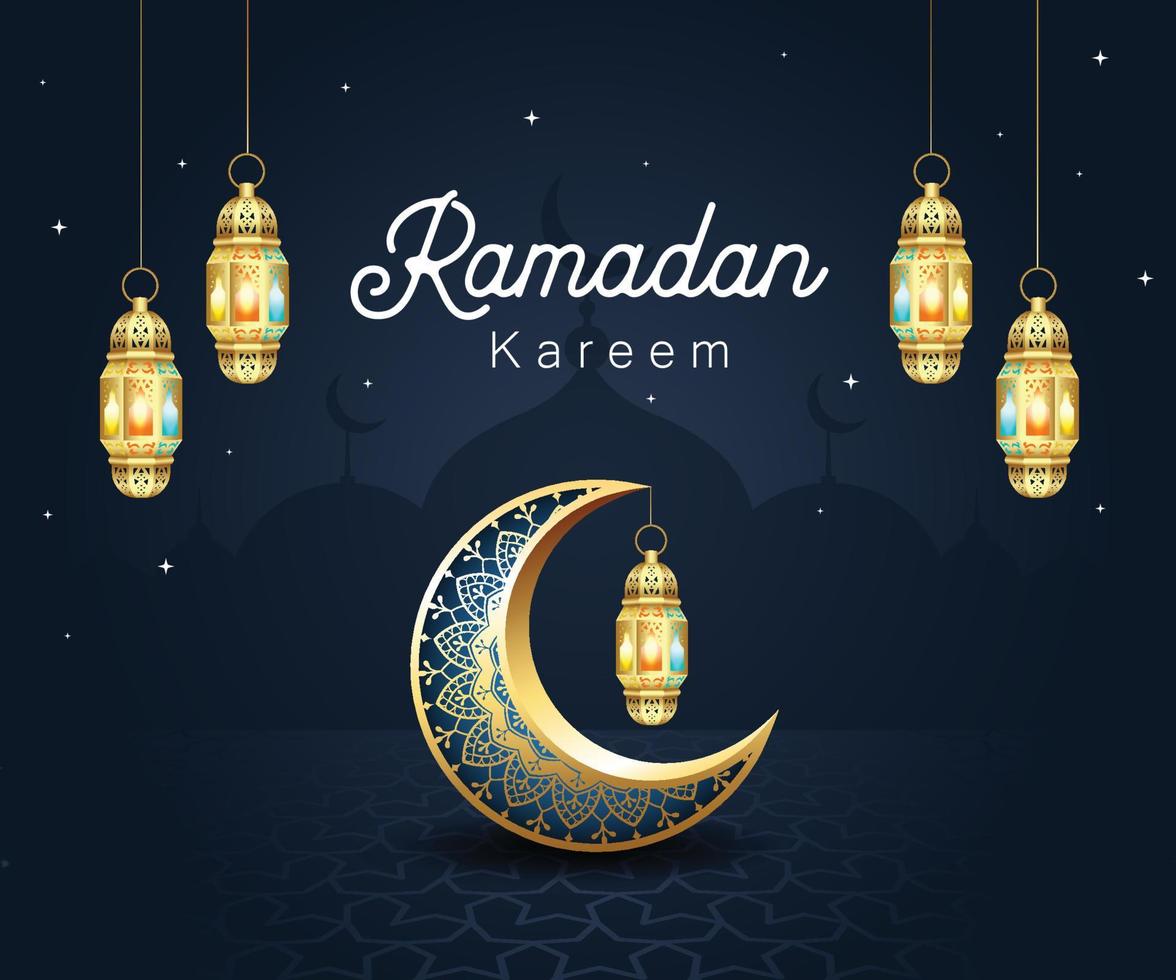 Ramadan kareem Islamitisch groet kaart ontwerp. Ramadan decoraties achtergrond sjabloon vector