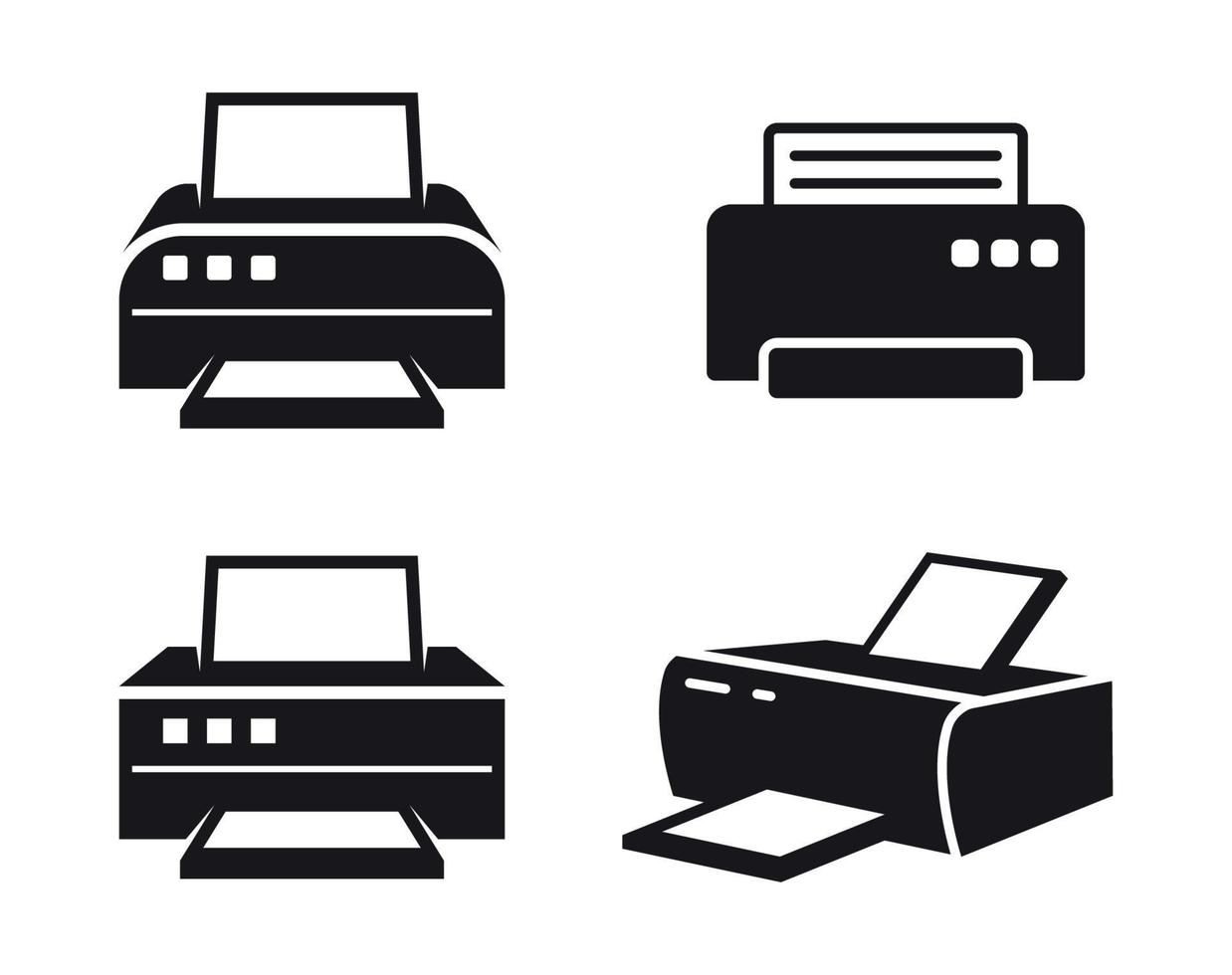 printer pictogrammen zwart, geïsoleerd pictogrammen Aan een wit achtergrond vector