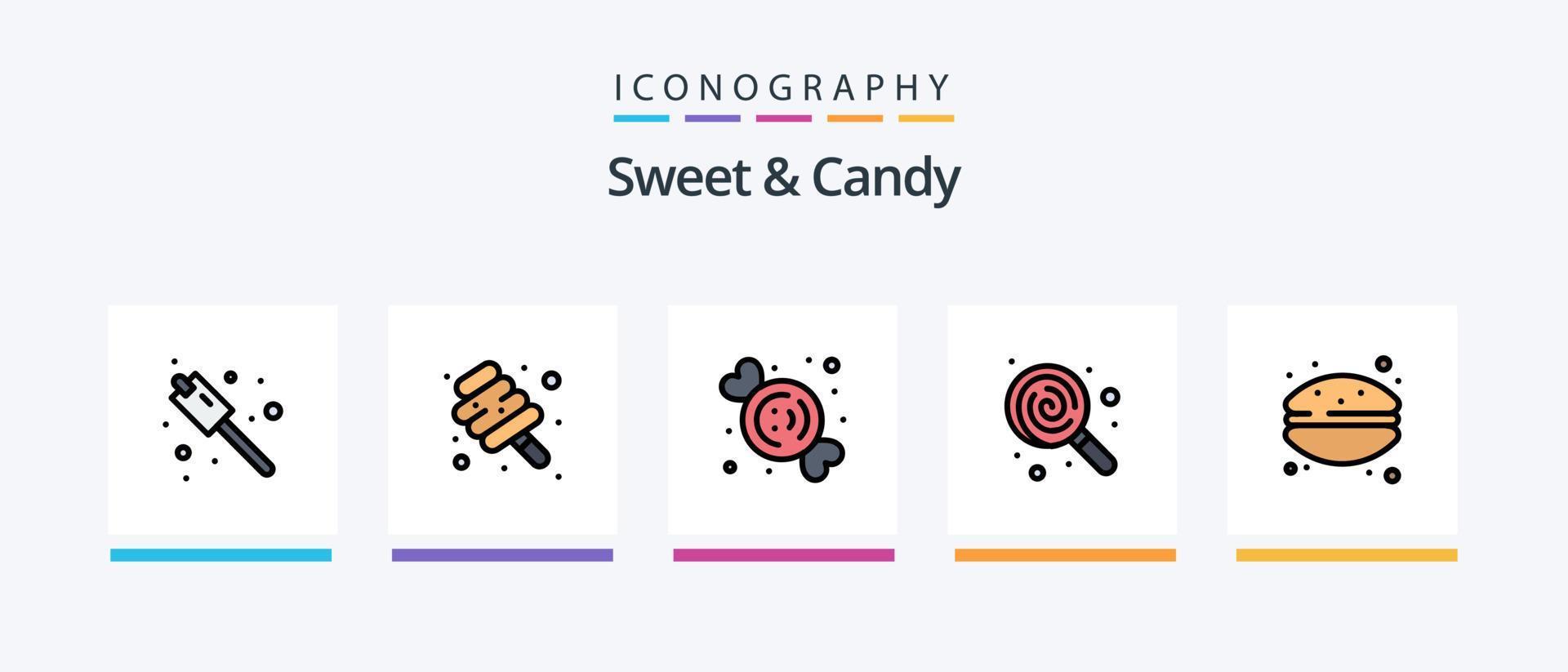 zoet en snoep lijn gevulde 5 icoon pak inclusief taart. nagerecht. koekje. koekje. snoepgoed. creatief pictogrammen ontwerp vector