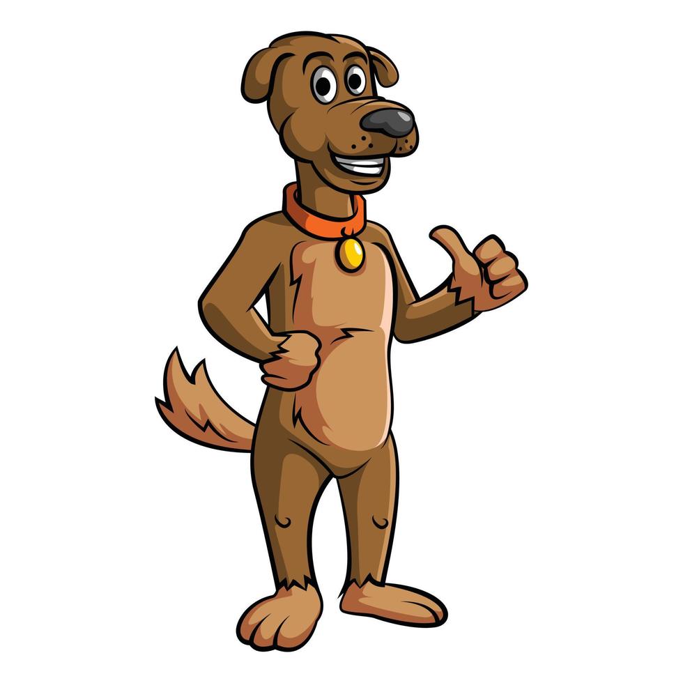 hond mascotte teken duim omhoog vector