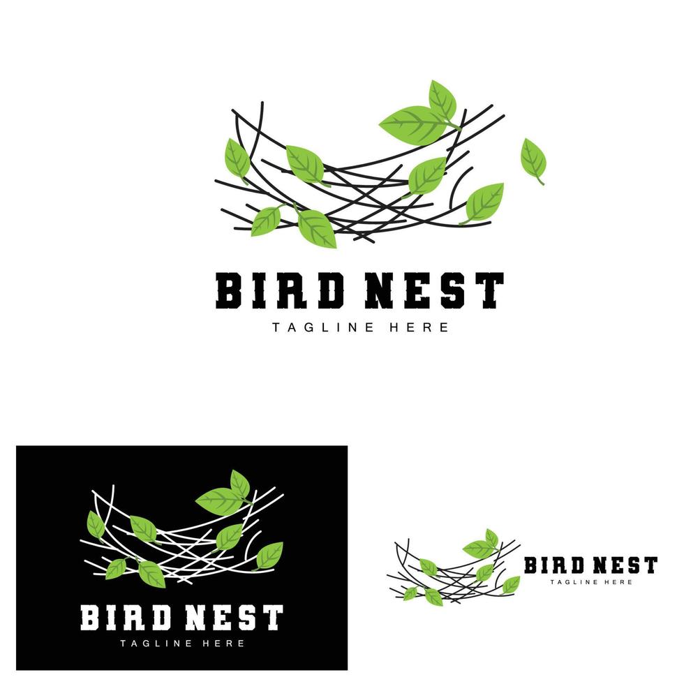 vogel nest logo ontwerp, vogel huis vector voor eieren, vogel boom logo illustratie