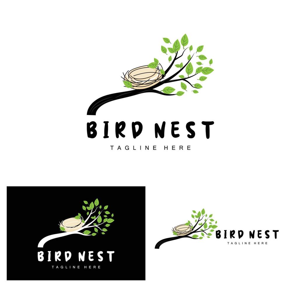 vogel nest logo ontwerp, vogel huis vector voor eieren, vogel boom logo illustratie