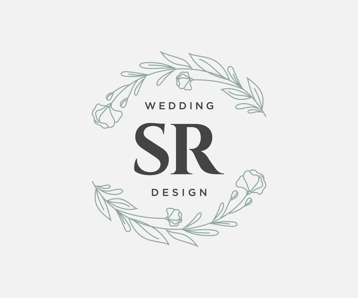 sr initialen brief bruiloft monogram logos verzameling, hand- getrokken modern minimalistisch en bloemen Sjablonen voor uitnodiging kaarten, opslaan de datum, elegant identiteit voor restaurant, boetiek, cafe in vector