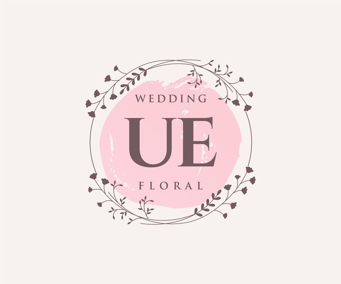 ue initialen brief bruiloft monogram logos sjabloon, hand- getrokken modern minimalistisch en bloemen Sjablonen voor uitnodiging kaarten, opslaan de datum, elegant identiteit. vector