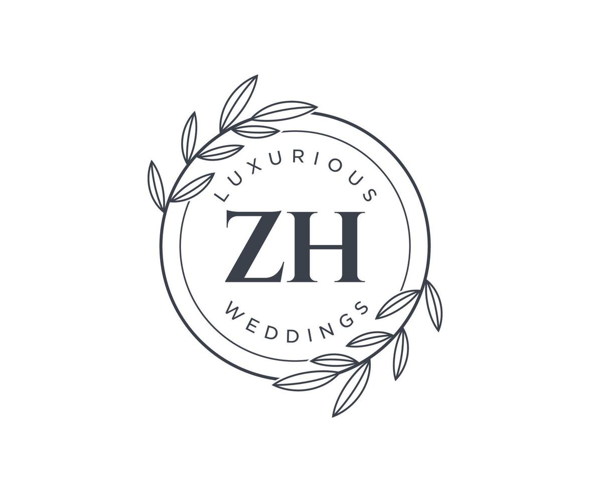 zh initialen brief bruiloft monogram logos sjabloon, hand- getrokken modern minimalistisch en bloemen Sjablonen voor uitnodiging kaarten, opslaan de datum, elegant identiteit. vector