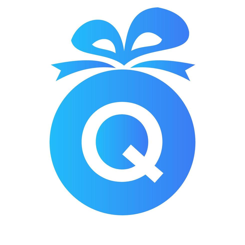 brief q geschenk doos logo. giftbox icoon viering logo element sjabloon vector