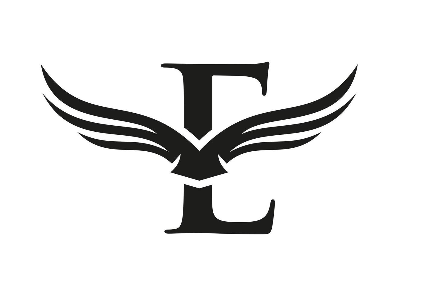 brief e vleugel logo voor vervoer, vracht, vervoer logotype vector sjabloon