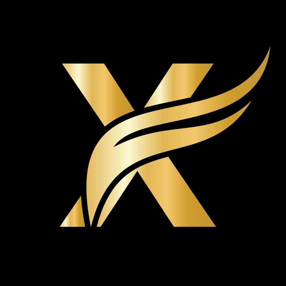 brief X vleugel logo voor vervoer, vracht, vervoer logotype vector sjabloon