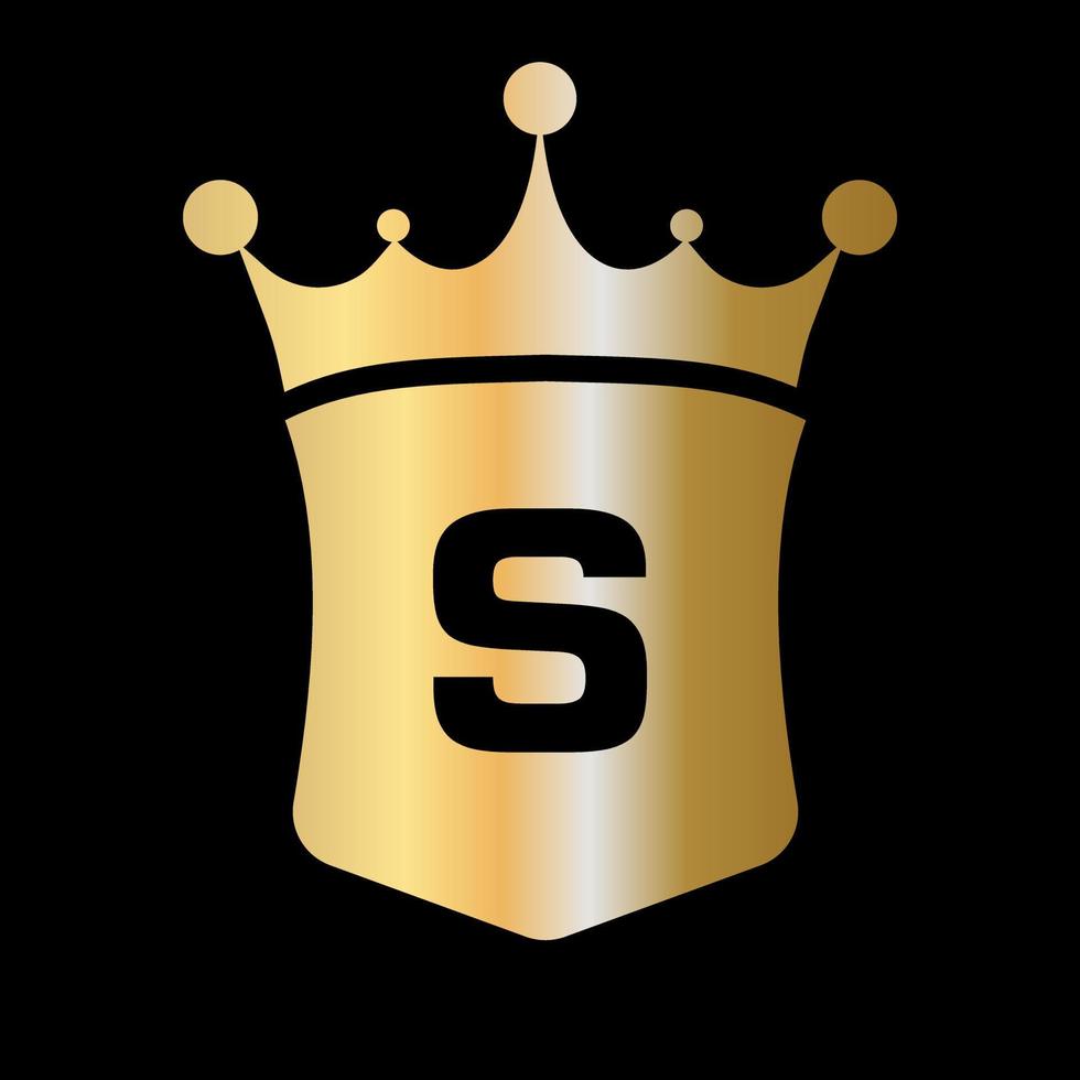 brief s kroon en schild logo vector sjabloon met luxe concept symbool