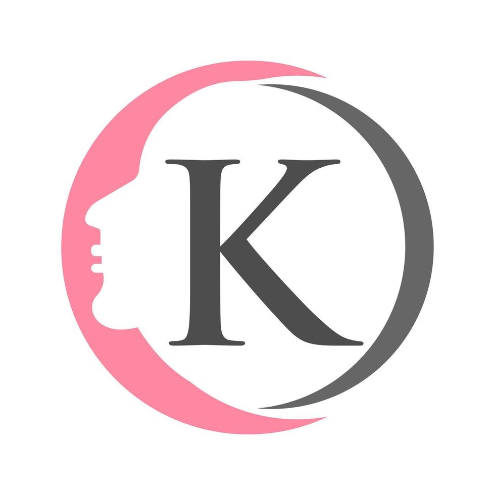brief k spa en schoonheid logo sjabloon. schoonheid vrouw logo gebruikt voor icoon, merk, identiteit, spa, vrouwelijk symbool vector