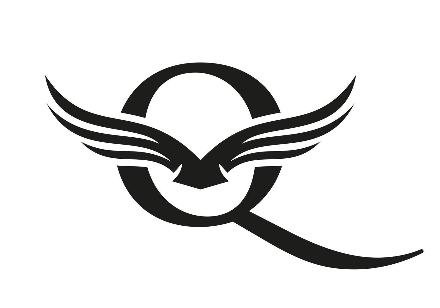 brief q vleugel logo voor vervoer, vracht, vervoer logotype vector sjabloon
