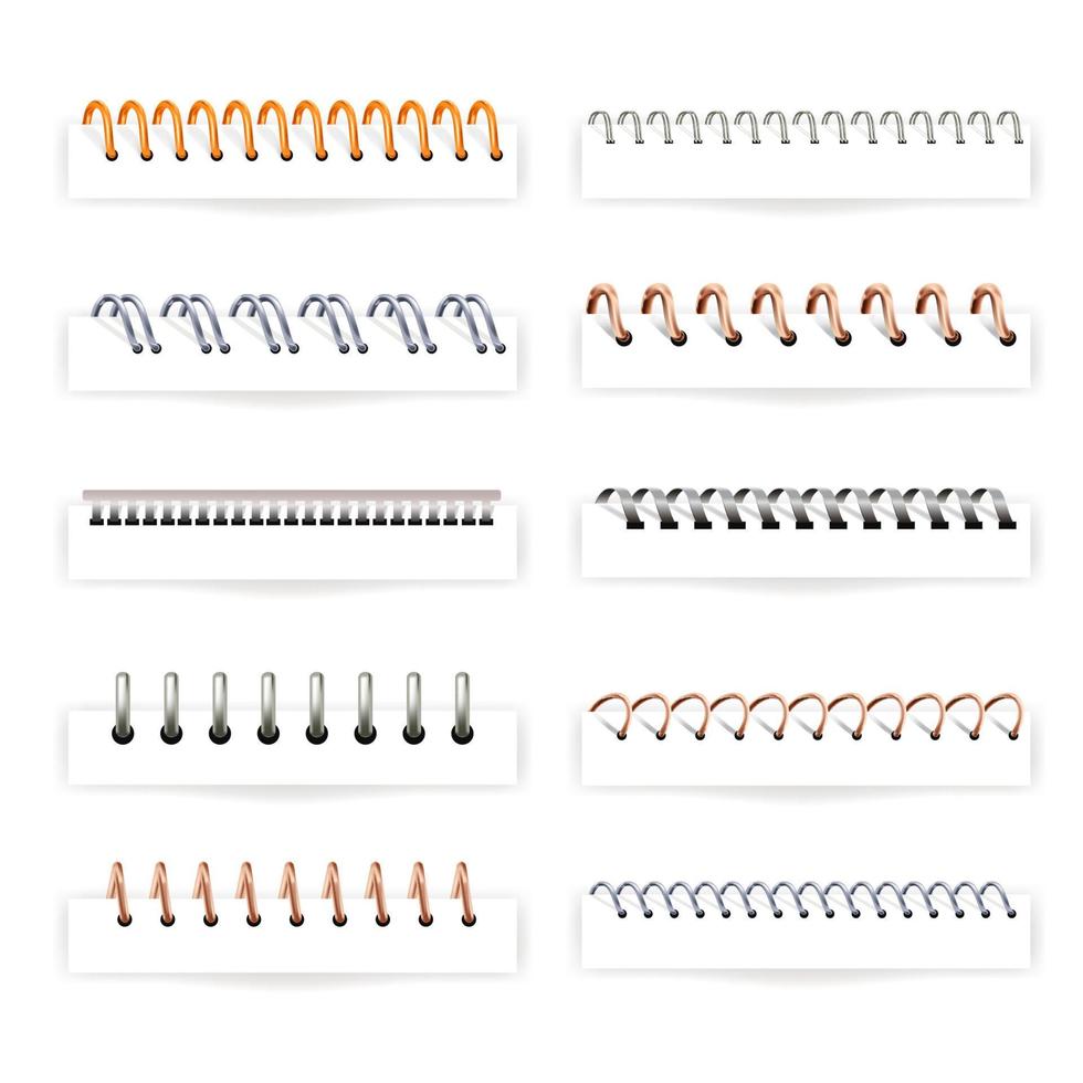 verbindend spiraal van notitieboekje papier, bindmiddelen reeks vector