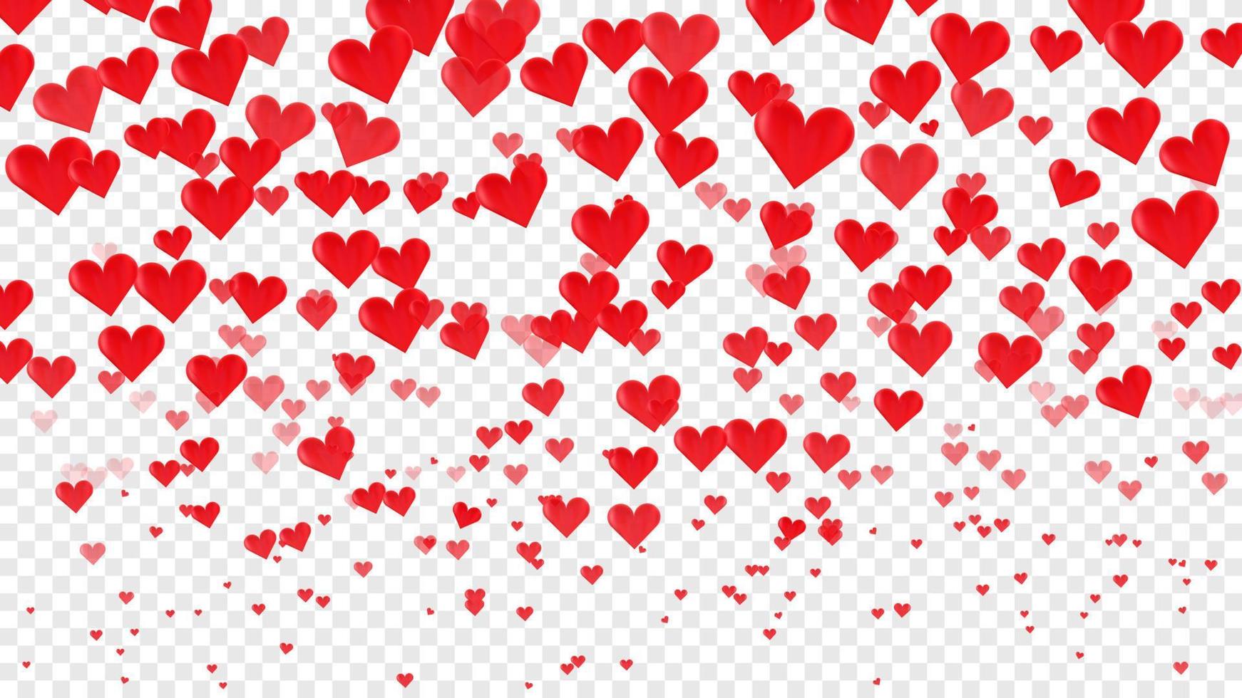 vallend rood harten voor romantisch valentijnsdag dag achtergrond vector