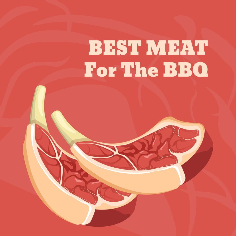 het beste vlees voor barbecue, barbecue ingrediënten banier vector