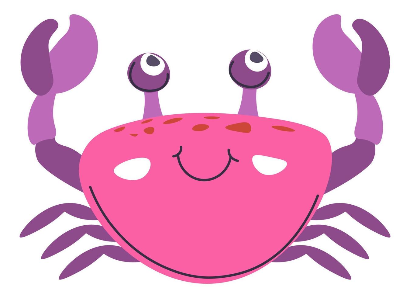 krab grappig personage met glimlach Aan uiteinde van een loop vector