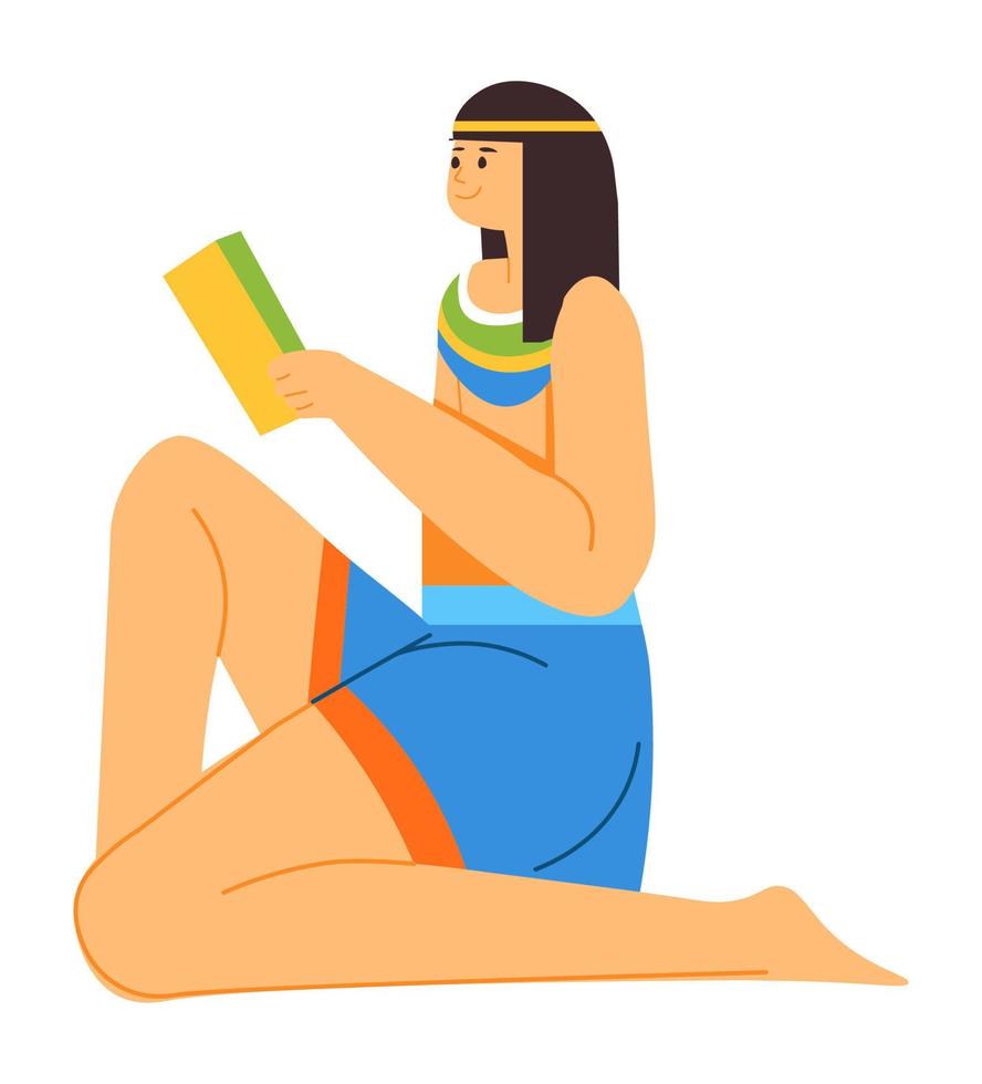Egyptische vrouw lezing boek, oude beschaving vector