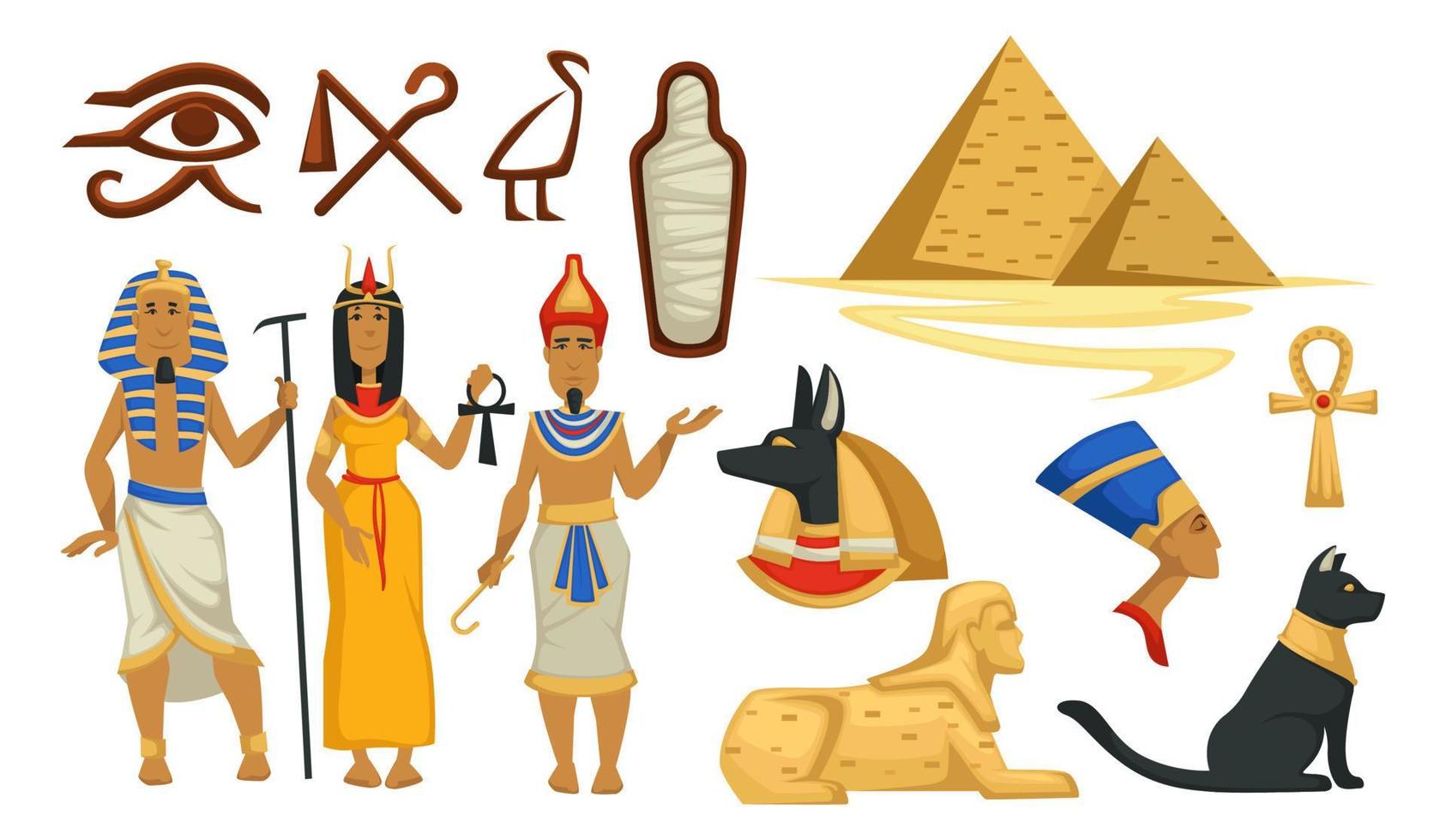 Egyptische cultuur, piramides en Farao vector