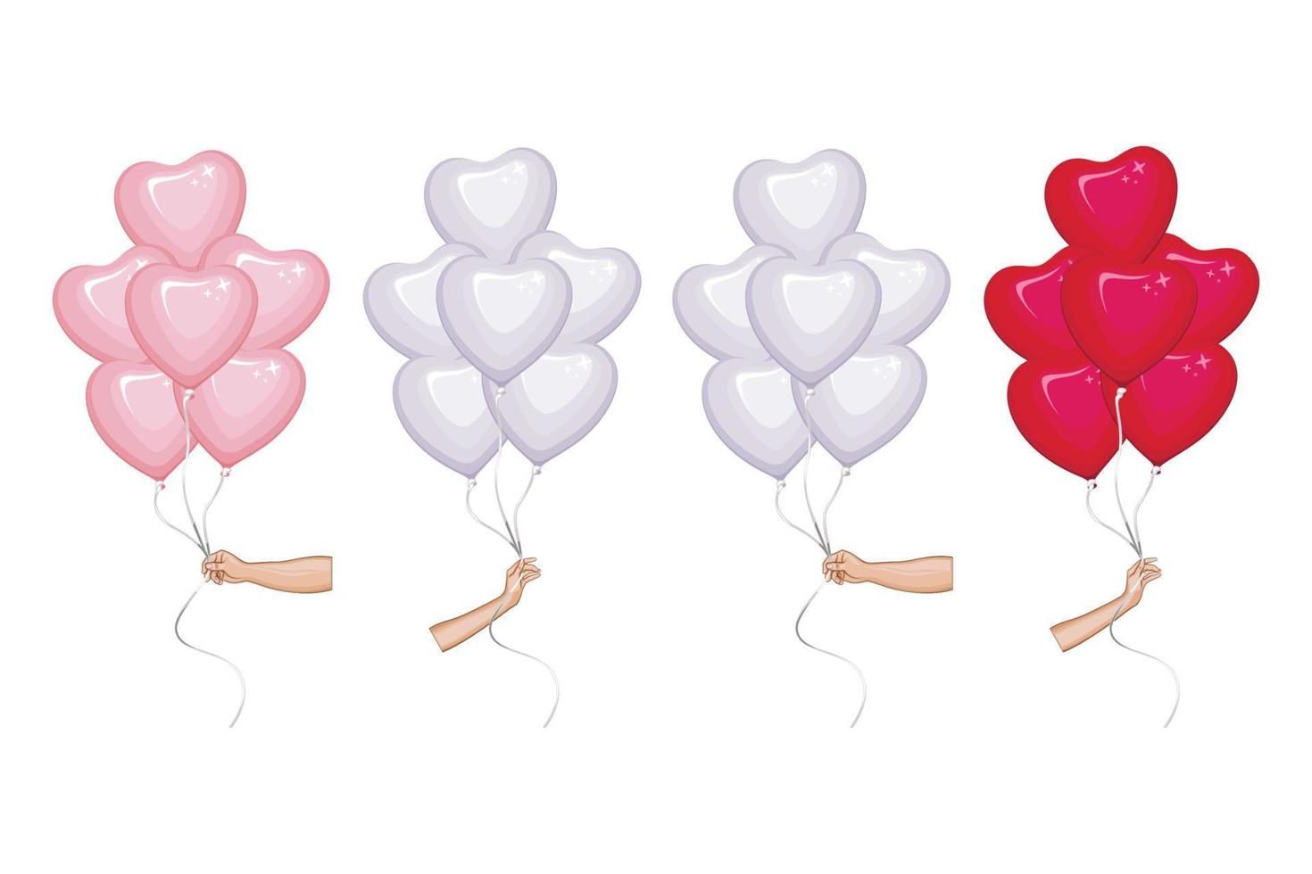 hand- met hart ballonnen, Valentijnsdag dag element, valentijnsdag dag ontwerp concept vector