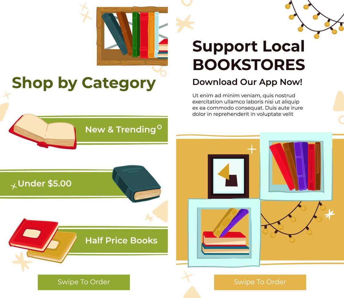 ondersteuning lokaal boekhandels, winkel door categorie Aan web vector