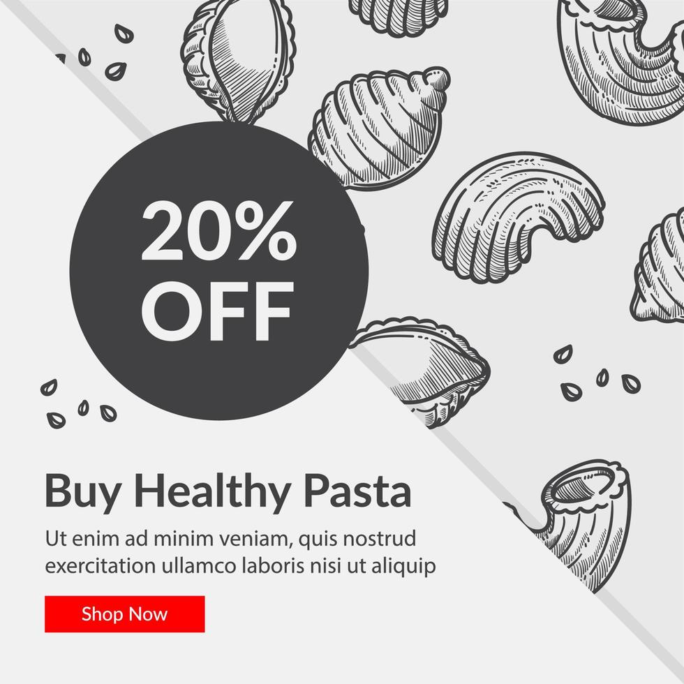 kopen gezond pasta, 20 procent uit prijs Aan voedsel vector