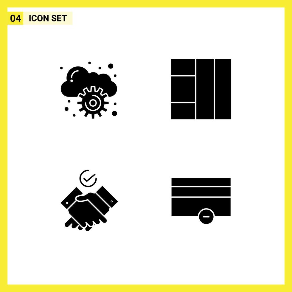 4 universeel solide glyphs reeks voor web en mobiel toepassingen wolk geld rooster thema's min bewerkbare vector ontwerp elementen