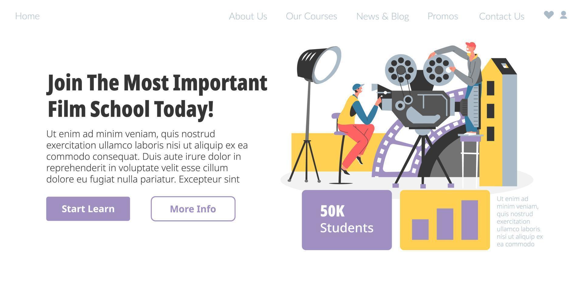 toetreden meest belangrijk film school- vandaag website vector