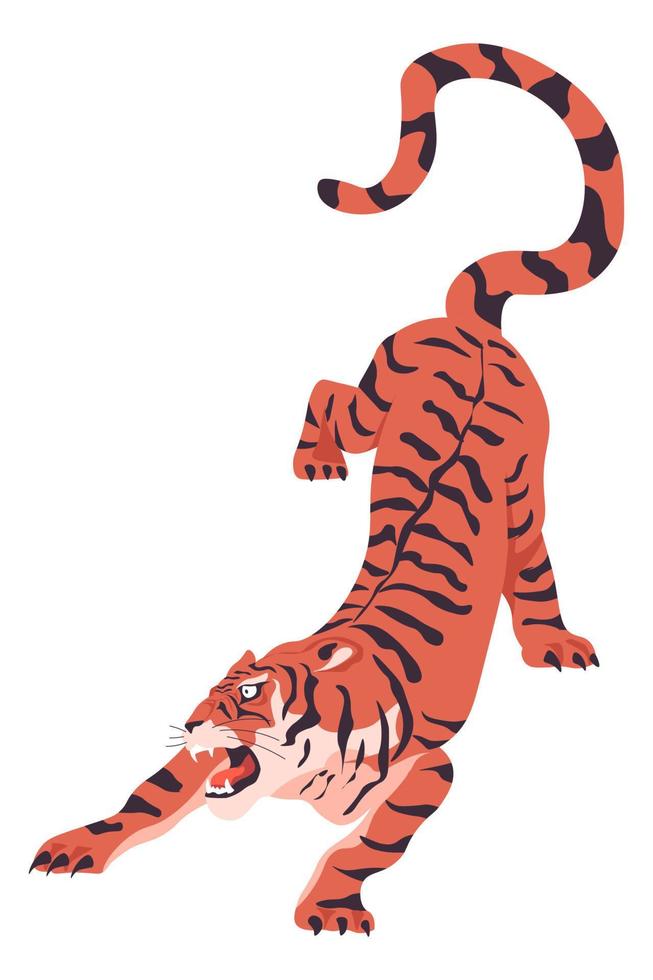 Bengalen tijger klaar naar aanval of jacht houding vector