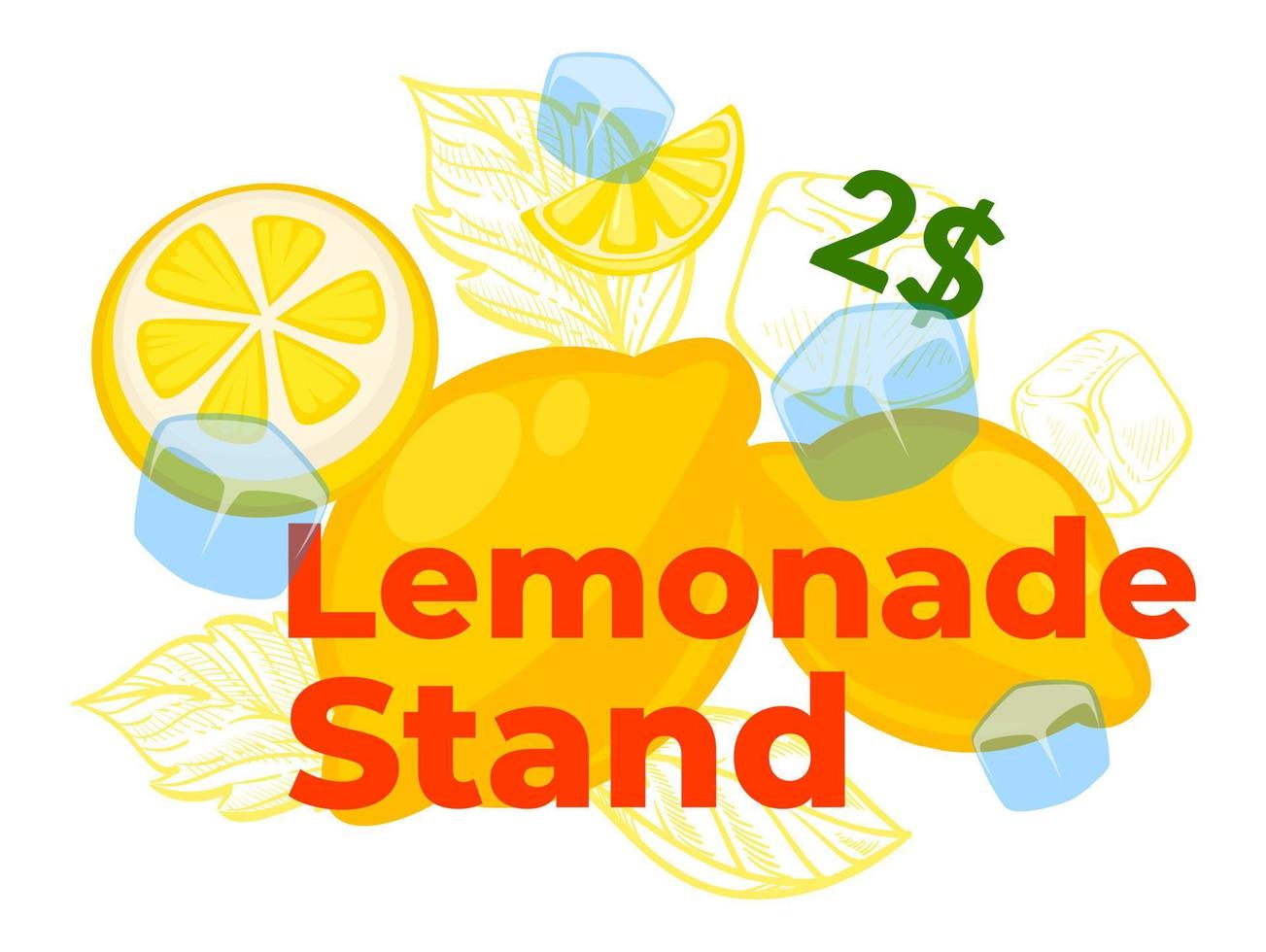limonade stellage, verkoop koel drank voor 2 dollar vector