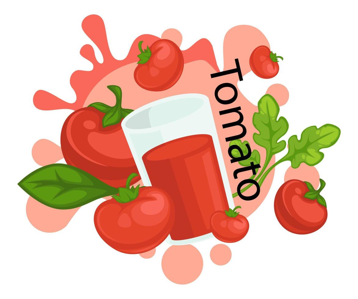 tomaat sap, vers en biologisch drank in glas vector