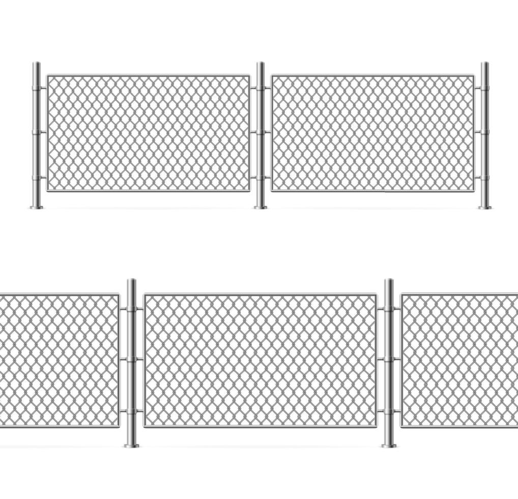 realistisch gedetailleerd 3d metaal hek draad gaas. vector