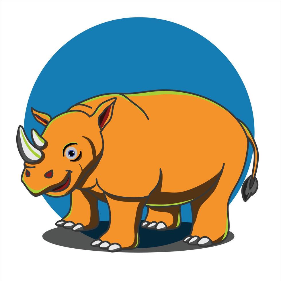 een schattig neushoorn kunst illustratie ontwerp in vector