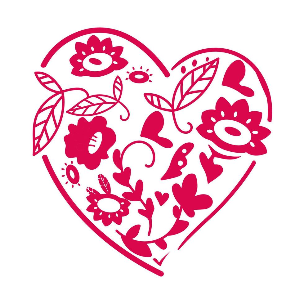 bloemen hart Valentijn dag geïsoleerd Aan wit achtergrond. vector