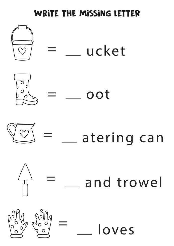 werkblad voor kinderen. schrijven de missend brief. voorjaar werkblad. vector