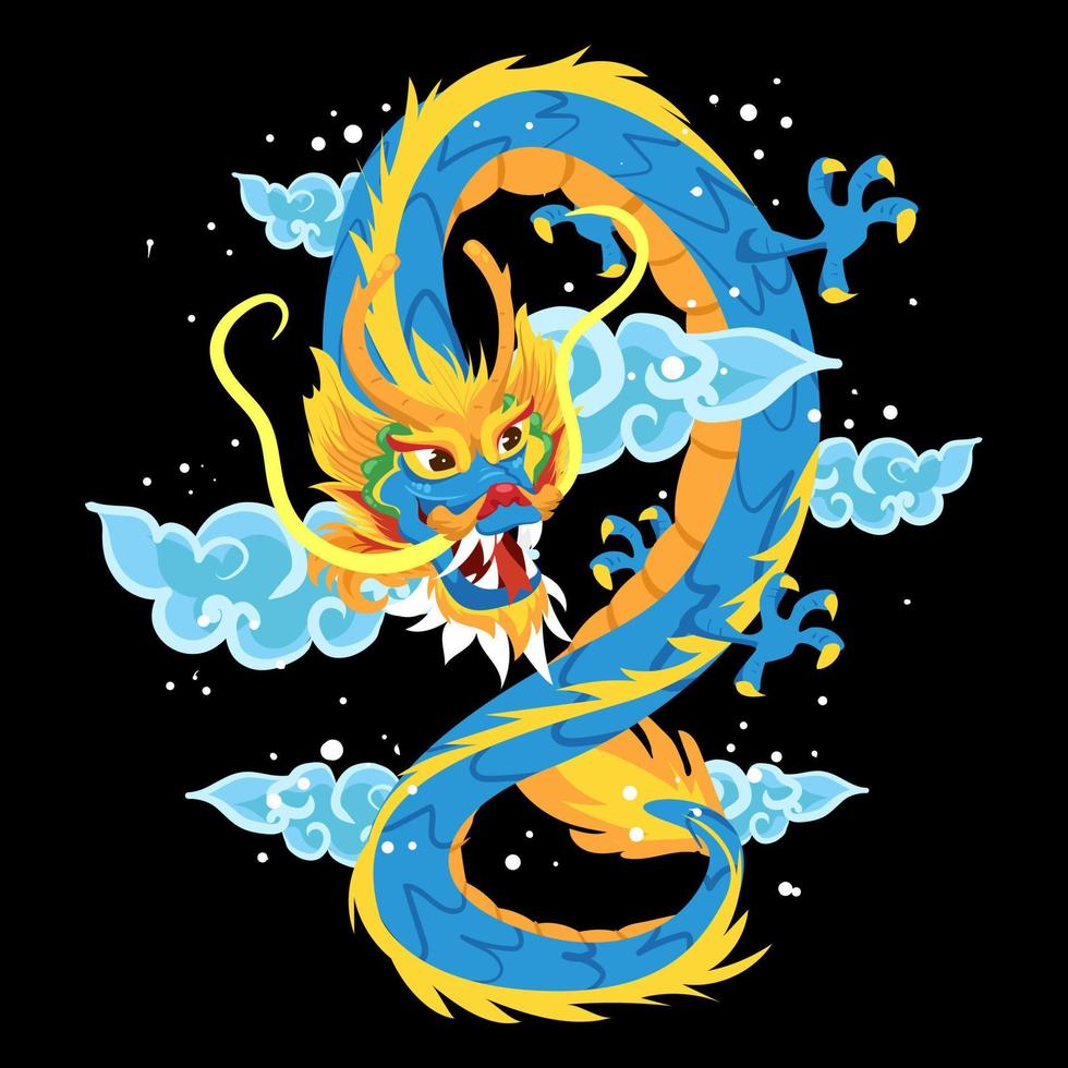 Chinese draak met wolk illustratie vector