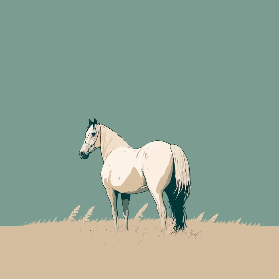 mooi volwassen paard staand vrij in een veld- vector