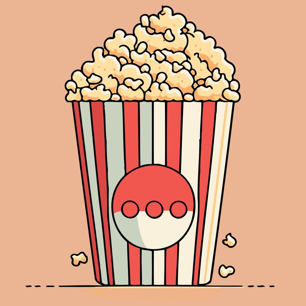 bioscoop stijl popcorn pot gevulde met popcorn vector