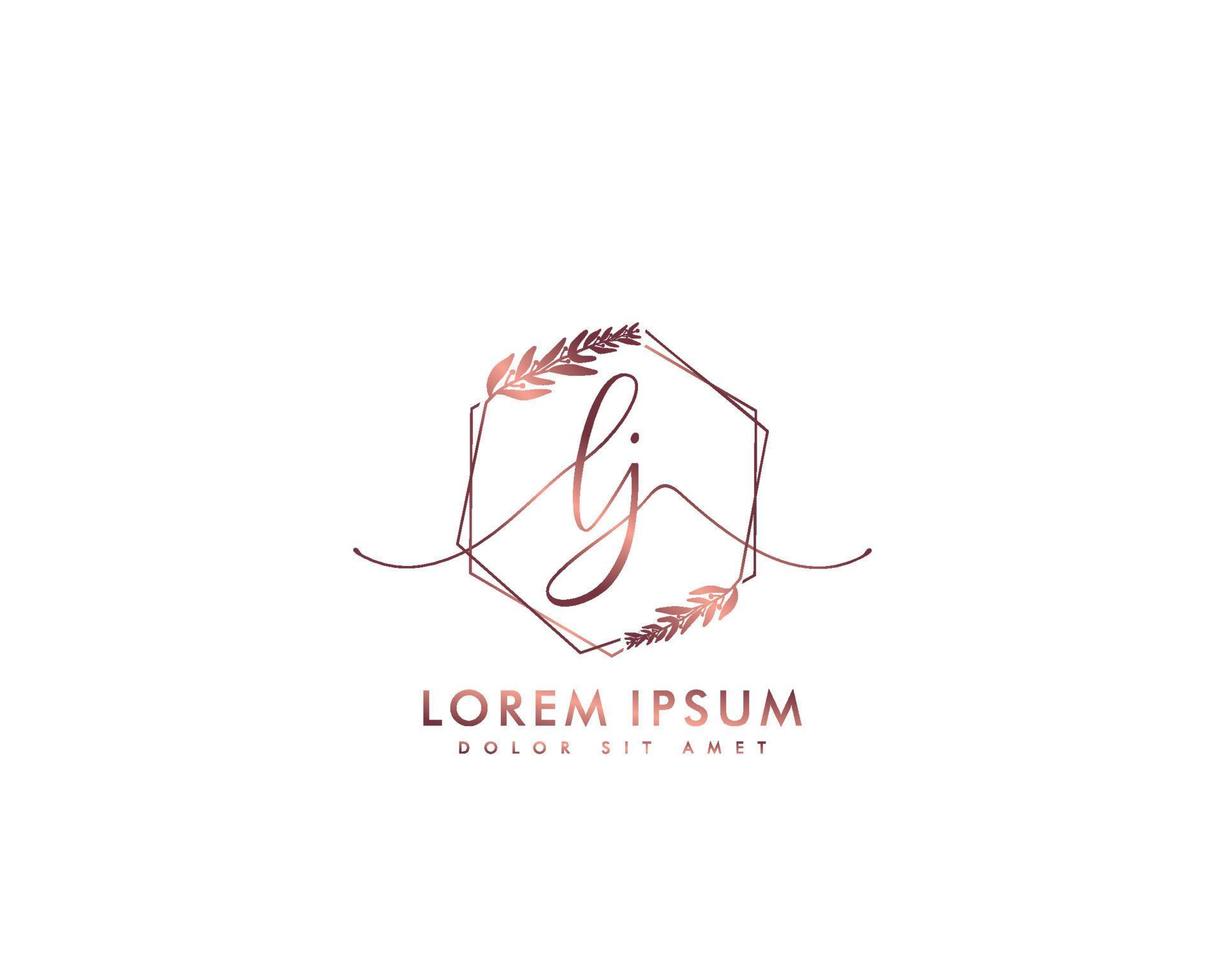 eerste lj vrouwelijk logo schoonheid monogram en elegant logo ontwerp, handschrift logo van eerste handtekening, bruiloft, mode, bloemen en botanisch met creatief sjabloon vector