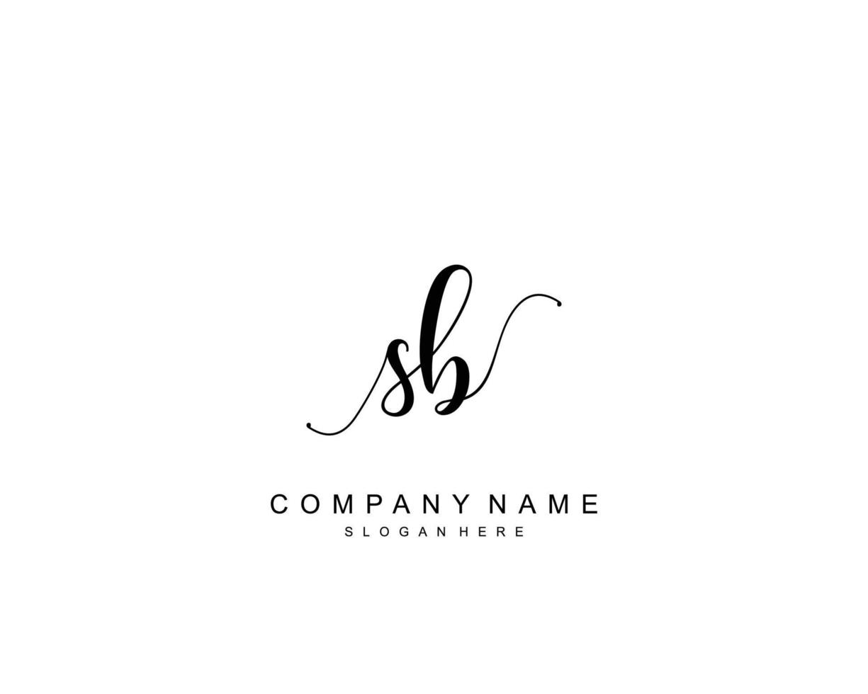 eerste sb schoonheid monogram en elegant logo ontwerp, handschrift logo van eerste handtekening, bruiloft, mode, bloemen en botanisch met creatief sjabloon. vector
