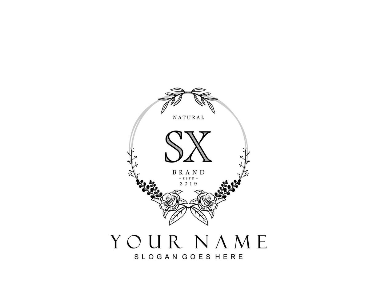 eerste sx schoonheid monogram en elegant logo ontwerp, handschrift logo van eerste handtekening, bruiloft, mode, bloemen en botanisch met creatief sjabloon. vector