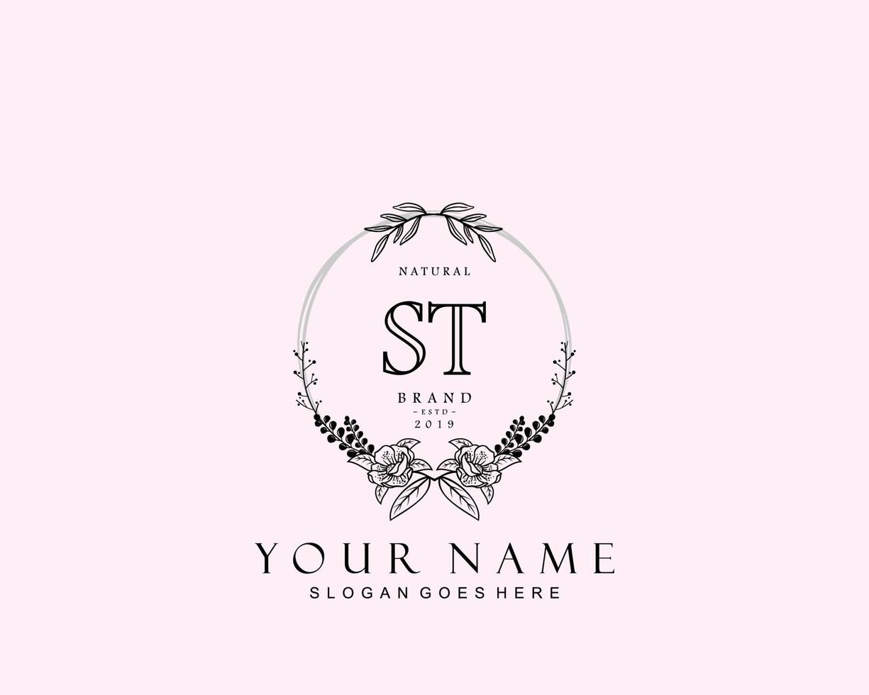 eerste st schoonheid monogram en elegant logo ontwerp, handschrift logo van eerste handtekening, bruiloft, mode, bloemen en botanisch met creatief sjabloon. vector