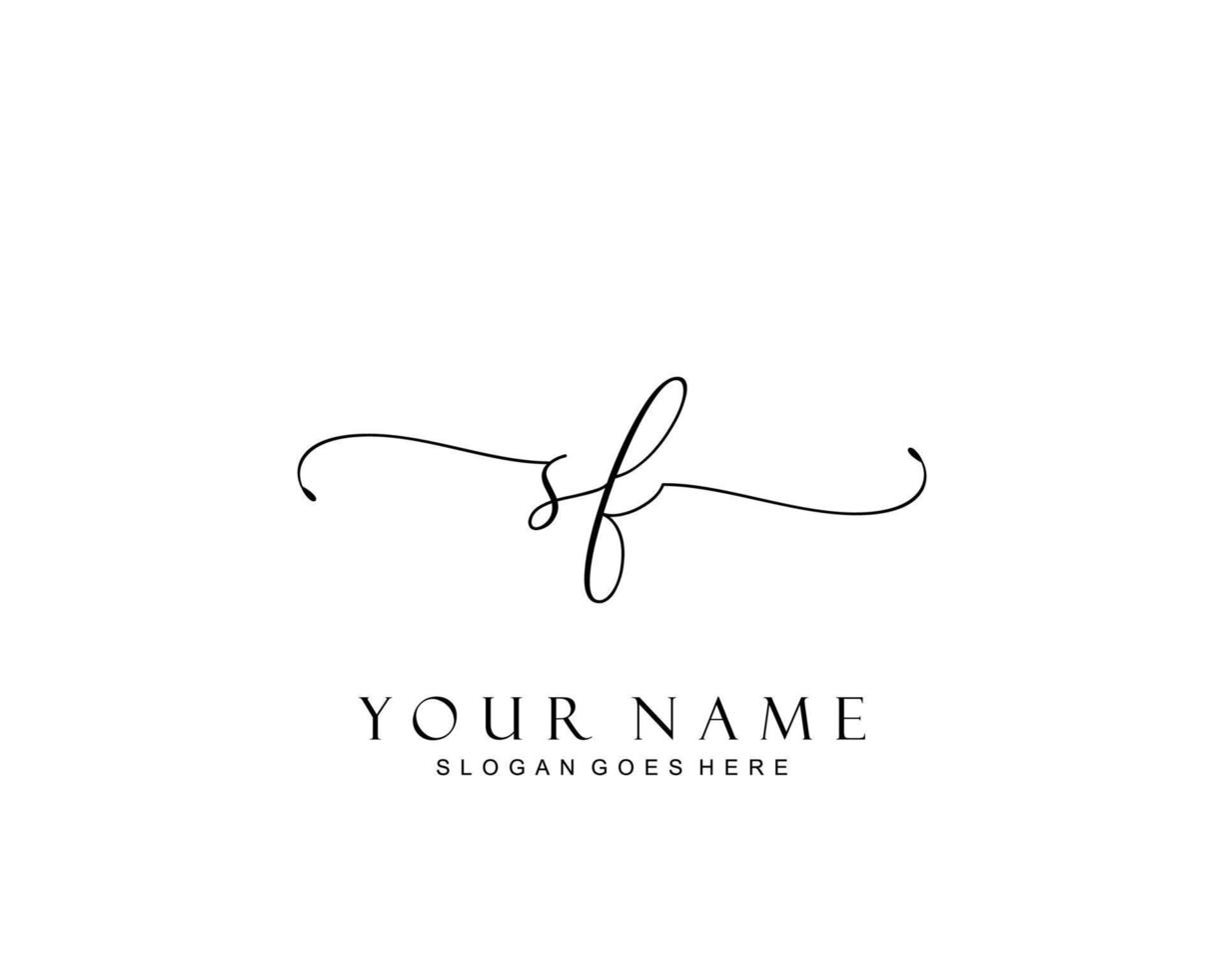 eerste sf schoonheid monogram en elegant logo ontwerp, handschrift logo van eerste handtekening, bruiloft, mode, bloemen en botanisch met creatief sjabloon. vector