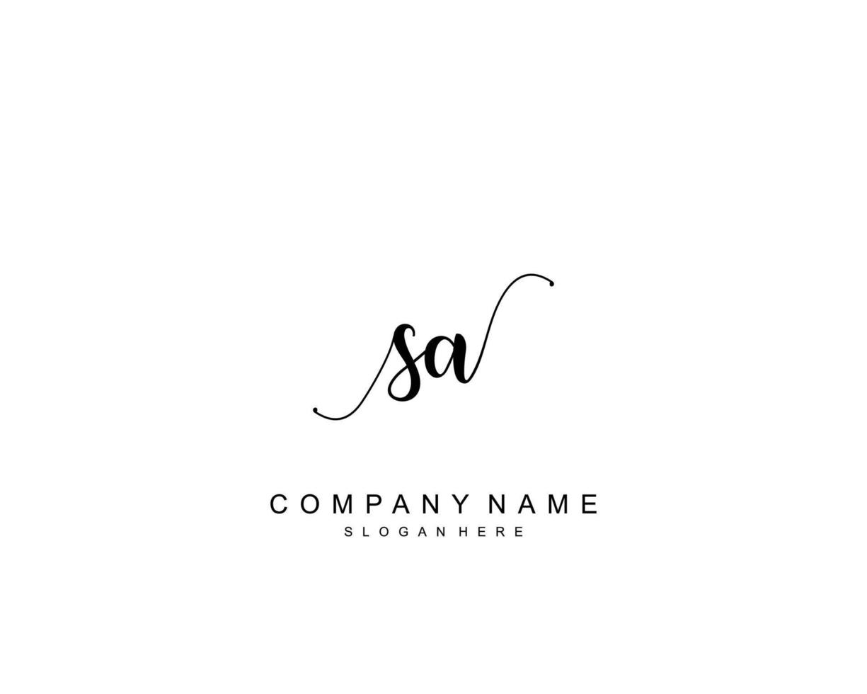 eerste sa schoonheid monogram en elegant logo ontwerp, handschrift logo van eerste handtekening, bruiloft, mode, bloemen en botanisch met creatief sjabloon. vector