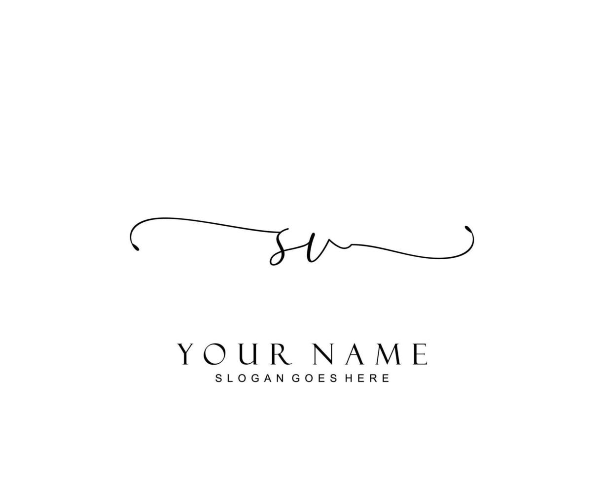 eerste sv schoonheid monogram en elegant logo ontwerp, handschrift logo van eerste handtekening, bruiloft, mode, bloemen en botanisch met creatief sjabloon. vector