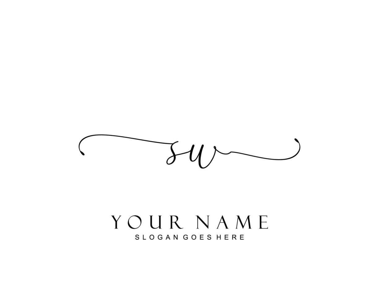 eerste sw schoonheid monogram en elegant logo ontwerp, handschrift logo van eerste handtekening, bruiloft, mode, bloemen en botanisch met creatief sjabloon. vector