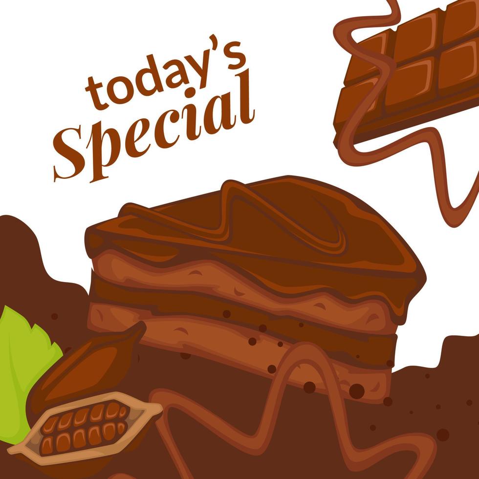 vandaag speciaal chocola taart met topping banier vector