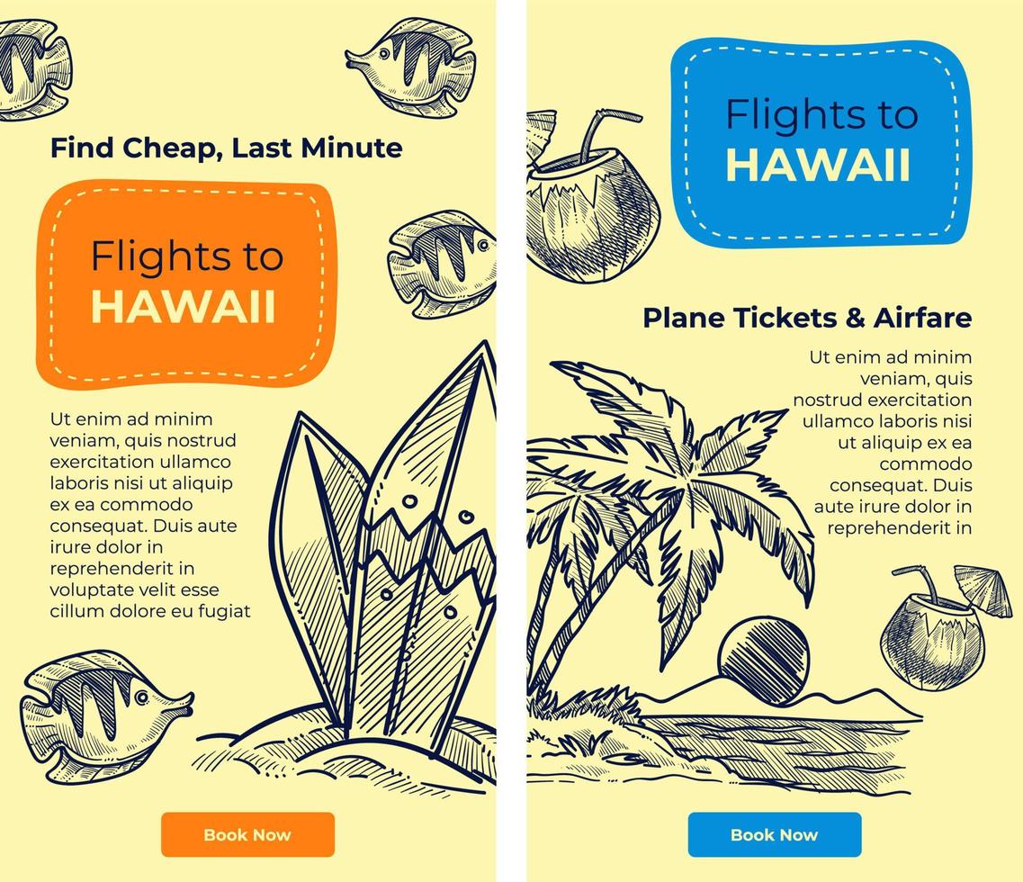 vluchten naar Hawaii, vlak kaartjes laatste minuut web vector