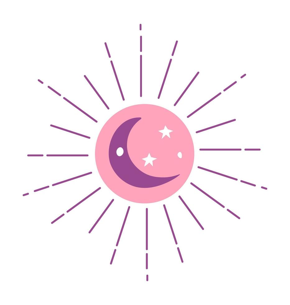 zonneschijn en maanlicht, magie symbool eenheid icoon vector