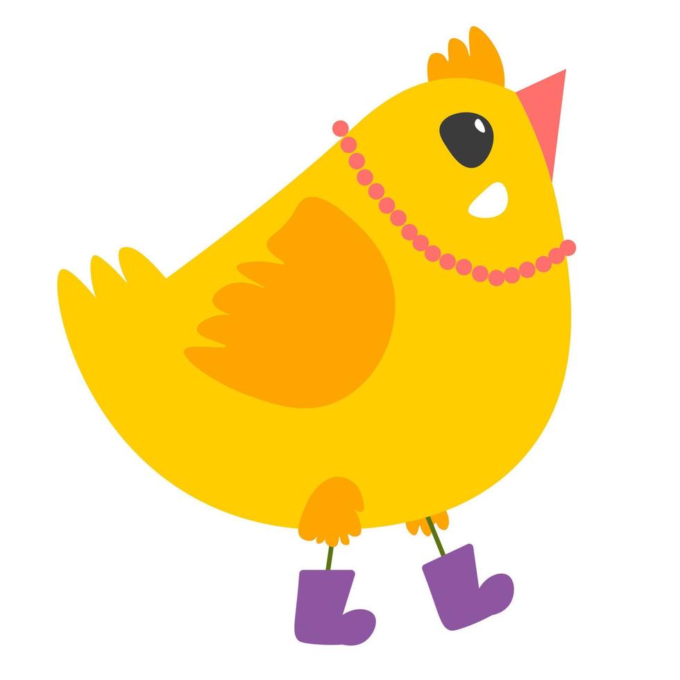 schattig kip in laarzen, grappig dier personage vector