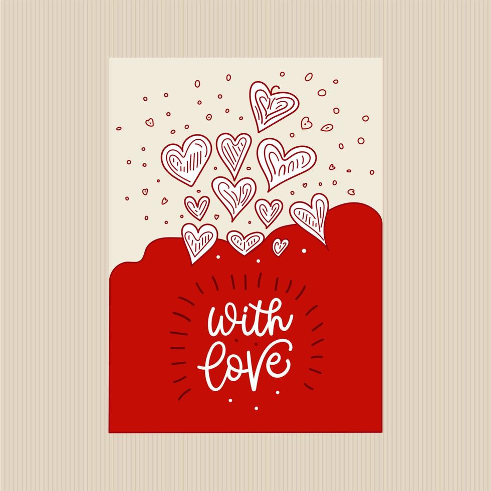 hand- getrokken valentijnsdag dag groet kaart liefde harten romance tekening tekeningen Valentijn achtergrond illustratie vector