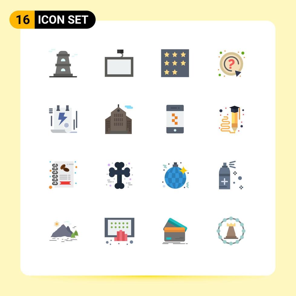 mobiel koppel vlak kleur reeks van 16 pictogrammen van het dossier document kantoor ondersteuning Mark bewerkbare pak van creatief vector ontwerp elementen
